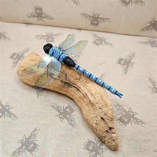 Needle Felted Dragonfly Sculpture on Driftwood. - Etsy