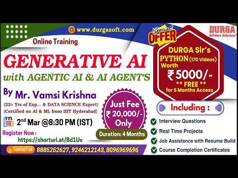 GENERATIVE AI with AGENTIC AI & AI AGENT'S Online Training @ DURGASOFT