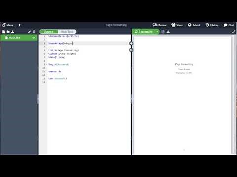 Page formatting in LaTeX with overleaf (v2)