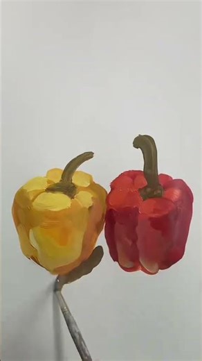 用丙烯颜料画出红黄彩椒#丙烯画 #画画的baby #画画其实很简单 #丙烯手绘 #一起学画画