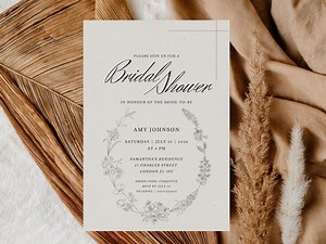 Minimalist Floral Bridal Shower Invitation Canva Editable Template (digital Download) - Etsy Australia