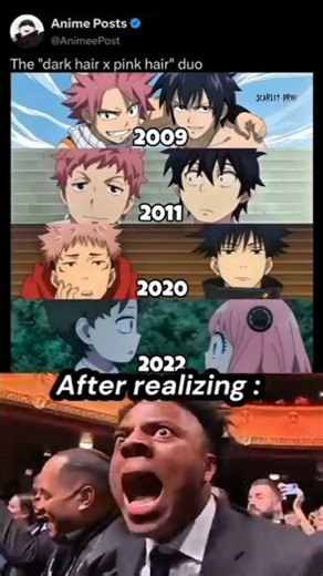 Have you noticed these pink-and-black hair duos_ 😳 #anime #jjk #spyxfamily #yuji #anya #fairytales