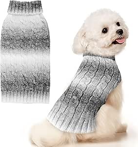 Dog Sweaters For Small Dogs Cute Gray Gradient Puppy Cat Sweaters Soft Warm Knitwear Turtleneck Pullover Small Dog Sweater Clothes Chihuahua Yorkie Maltese Dachshund Outfits Sphynx Cat Clothes