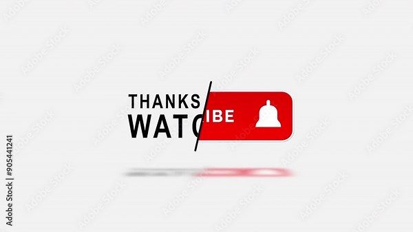 Smooth animation of the text Thanks for watching and the Subscribe button on white background.Suitable for end screen of video.For video editing and content creators.lines text reveal.Minimal.