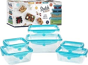 Amazon.com: Stretch and Fresh Leak-Proof Food Container Set Stackable, BPA-Free Silicone w/Airtight Lids for Solids, Soups and Sauces, Freezer-Safe Great for Meal Preparation: Home & Kitchen