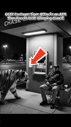 CCTV Captures a Tiger Losing Patience with an ATM and Knocking the Guard Down!! #tigerattack #cctv