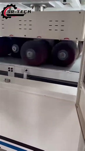 SR-DC1300 metal deburring machine process stainless steel with vacuum table. #deburringmachine