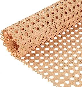 Upgraded Plastic Rattan Webbing, 16"x40" DIY Handwoven Synthetic Poly Rattan, Wicker Cane Rattan Webbing for Home Decor Projects Furniture Caning Chairs Cabinets Beds, Brown