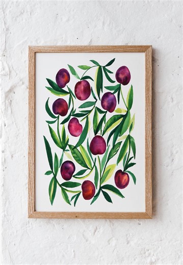 Cherry Kitchen Printable | Watercolor Fruit Wall Art | Botanical Fruit Decor | Instant Download Digital Art | Cherry Art - Etsy