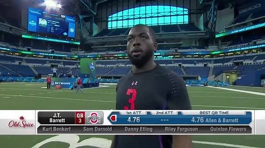25K views · 136 reactions | Ohio State Buckeyes QB J.T. Barrett runs a 4.76u 40-yard dash! #NFLCombine : LIVE Today-Monday on NFL Network | NFL | Facebook