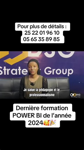 🎉 Dernière Formation Power BI de l'Année 2024 ! 🎉 Ne manquez pas votre chance de maîtriser Power BI avant la fin de l'année ! 🗓 Date de la formation : 30 NOVEMBRE 🕒 Durée : 1 Mois 💡 Ce que vous allez apprendre : •\tCréation de tableaux de bord interactifs et dynamiques •\tModélisation des données avec DAX et Power Query •\tAutomatisation de vos rapports pour des décisions éclairées •\tIntégration de multiples sources de données pour une analyse approfondie 🌍 Public cible : Professionnels d