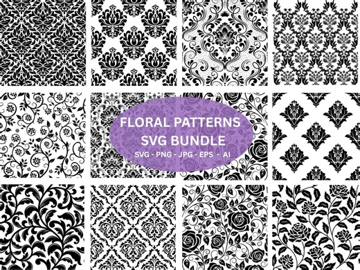 Floral Seamless Pattern SVG Bundle: Cricut, Silhouette (digital Files) - Etsy