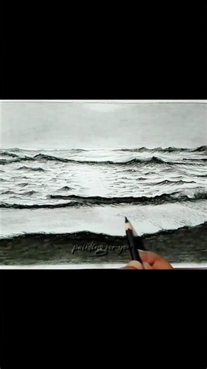 The Most Satisfying Seascape Drawing for Beginners with Pencil #shorts #youtubeshorts #drawing