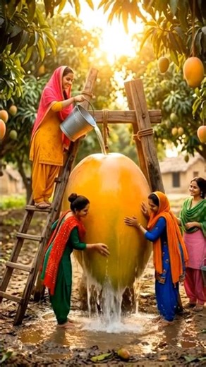 Tiny Bhabhi vs Giant Mango 🥭 | Mini Village World #Shorts