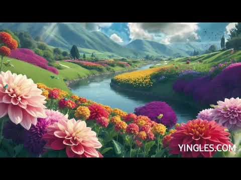 Gentle Piano & Nature Harmony: Flowing Stream, Butterflies, and Blossoming Meadows