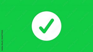 Animated green check mark icon in white circle. Isolated on a green background. Stock Video