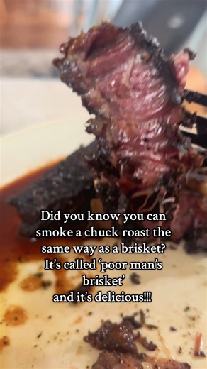 Smoked two chuck roasts on post oak: hot and fast for the first hour to build that bark then wrap it up with some butter or tallow then low and slow to tenderize! 👌🏻 #poormansbrisket #smoker #postoak #bbq #foodtiktok