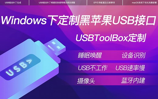 Windows下定制黑苹果USB接口macOS BigSur 11.3及以上系统版本USBToolBox端口USB定制完整入门教程Hackintosh