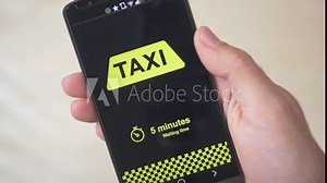 Ordering a taxi cab directly on a smartphone app.