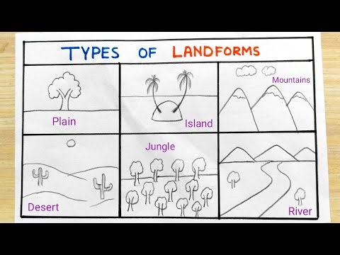 How to sketch Different type of Landform | Landforms type on earth | Landforms type school project
