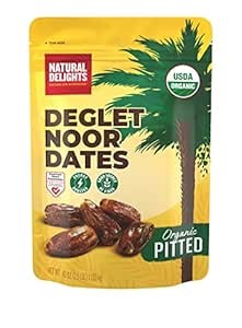 Natural Delights Organic Pitted Deglet Noor Dates – USDA Certified Organic, Non-GMO Verified, Good Source of Fiber, Naturally Sweet Fruit Snack, Perfect for On-the-Go - Organic Deglet Noor Dates Pitted, 40 oz Pouch