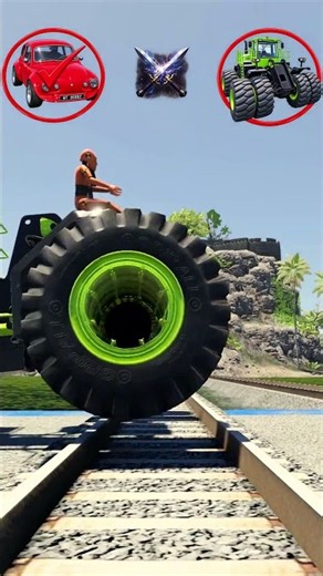 Train vs Mini Car vs Giant Wheel Loader – Who Will Survive? BeamNG