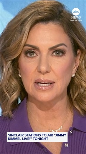 Sinclair announced in a statement Friday the broadcast group will end its preemption of "Jimmy Kimmel Live!" after receiving “thoughtful feedback from viewers, advertisers, and community leaders representing a wide range of perspectives.” | ABC News Live