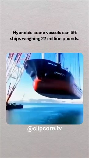 Clip Core TV on Instagram: "Hyundai’s floating crane—capable of lifting over 22 million pounds—is a game-changer in shipbuilding and offshore construction. Engineered to hoist massive ship sections and offshore platform modules in a single lift, this floating giant dramatically reduces construction time and complexity. Operating primarily at Hyundai’s Ulsan shipyard, it showcases how precision engineering and sheer scale are transforming heavy-duty maritime operations around the world. DM for th