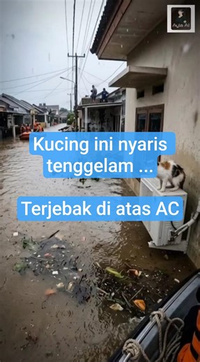 Nyaris Tenggelam… Kucing Ini Bertahan di Atas AC Saat Banjir || #cat #kitten