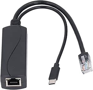 Heayzoki Gigabit PoE Splitter, POE Splitter for Pi 5 5B, IEEE 802.3af POE Splitter, Compliant PoE to USB C Adapter, Compliant PoE to USB C Adapter 1000Mbps Power Over Ethernet Splitter