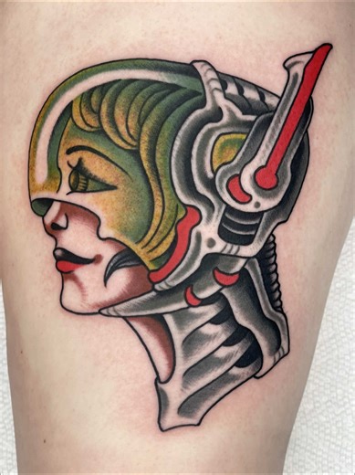 Exploring the final frontier. DM for your own space babe. #tattoo #spacegirl #girlhead #girlheadtattoo #fyp