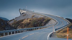 Premium stock video - Iconic storseisundet bridge on the atlantic ocean road