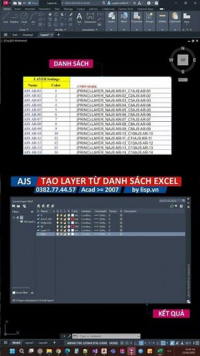 Lisp tạo mới layer từ danh sách Excel | Download mẫu Excel miễn phí | AutoLISP Reviewer