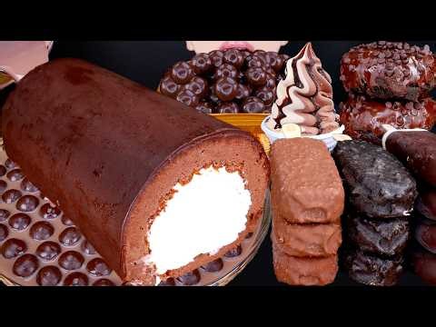 ASMR CHOCOLATE CAKE MALTESERS KITKAT ICE CREAM NUTELLA DESSERT MUKBANG 초콜릿 먹방チョコレート 咀嚼音EATING SOUNDS