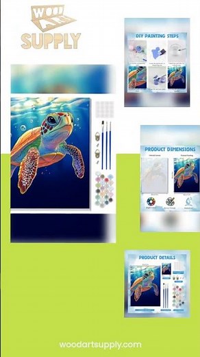 DOMROM Framed Paint by Numbers Kit for Adults Beginners with Wooden Easel, DIY Sea Turtle Paint b...