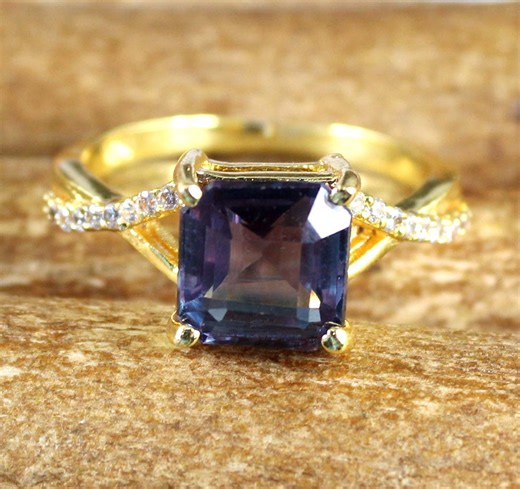 4.35 Ct Natural Color Changing Alexandrite Octagon Gemstone Ring AGI Certified Anniversary Ring Christmas Offer Handmade Jewelry - Etsy