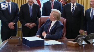 13K views · 210 reactions | Here it is — the moment President Trump signed an historic $2 trillion stimulus bill for coronavirus relief, which will send checks to individuals and families throughout the country. | News 8 WROC Rochester | Facebook