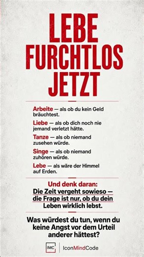 Lebe furchtlos JETZT, bevor deine Zeit abläuft! ⏳🔥 #selbstliebe #freiheit #selbstreflexion