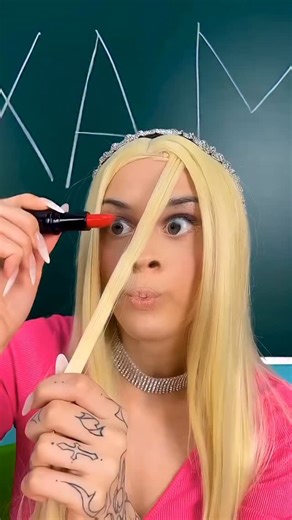 ONE MORE time on Instagram: "Sneaky Makeup Hacks for School! 🎨💄 | Lipstick Hair Dye & More!"