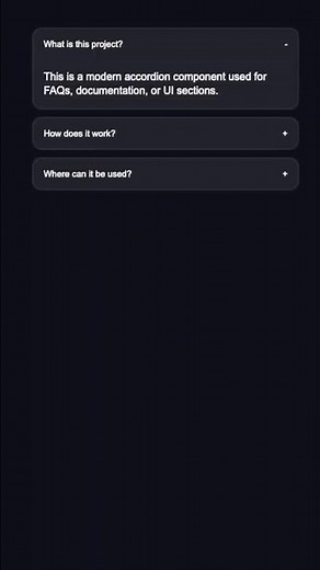 Build this modern accordion menu HTML + CSS + JAVASCRIPT