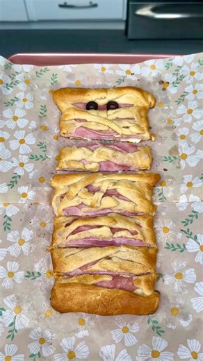 Drew Cooks on Instagram: "Halloween Ham and Cheese Mummy Sandwich"