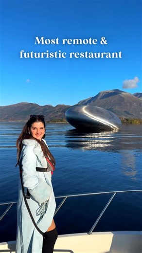Adriana & Mike | UK travel blogger & photographer on Instagram: "18 courses, a floating art installation, Michelin star… would you?? 😍 This might be the most futuristic dining experience in Europe and honestly it blew my mind Iris restaurant Norway is set in the middle of a fjord and you literally have to boat in to get there. It’s part sci fi movie, part Michelin level food theatre. Every dish was themed, the rooms changed as we moved through the experience! The whole thing lasted over 