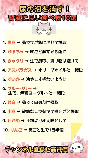 尿の泡を消す！腎臓に良い食べ物10選🫘