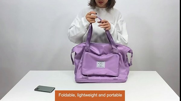 Large Capacity Folding Travel Tote Bag, Oxford Fabric Waterproof Lightweight Foldable Travel Duffel Bag, Portable Expandable Travel Bag, Dry and Wet Separation Carry On Bag for Airplanes