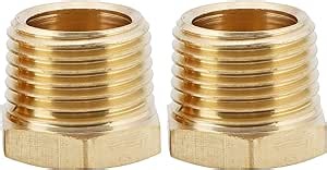 2pcs 1/2" NPT Male x 1/4" NPT Female Brass Reducer Hex Bushing Threaded Fitting Adapter by CX WONDERLAND