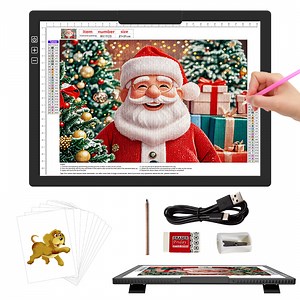 Rechargeable A4 Light Pad with Stand for Diamond Painting,Light Box with 6-Level-Brightness,Wireless Light Table for Diamond Art,tracing,Weeding Vinyl