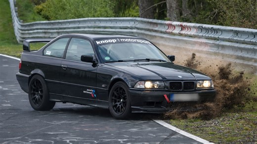 Cars struggle for grip at Nürburgring leading to off track slides
