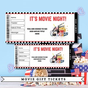 Movie Ticket Template, Printable Movie Ticket Birthday Party- Movie Night Invite-cinema Party Ticket, Theater Gift Reveal Ticket, - Etsy