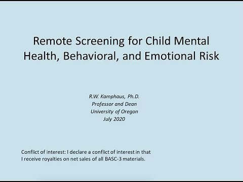 Remote Screening for Child Mental Health, Behavioral, and Emotional Risk with BASC-3 BESS