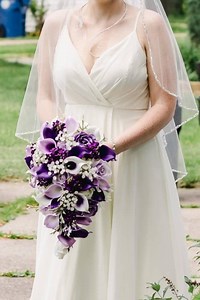 Faux Purple Bridal Bouquets, Rustic Silk Bridal Bouquet, Real Touch Purple Calla Lilies, Ivory White Roses, Baby's Breath - Etsy